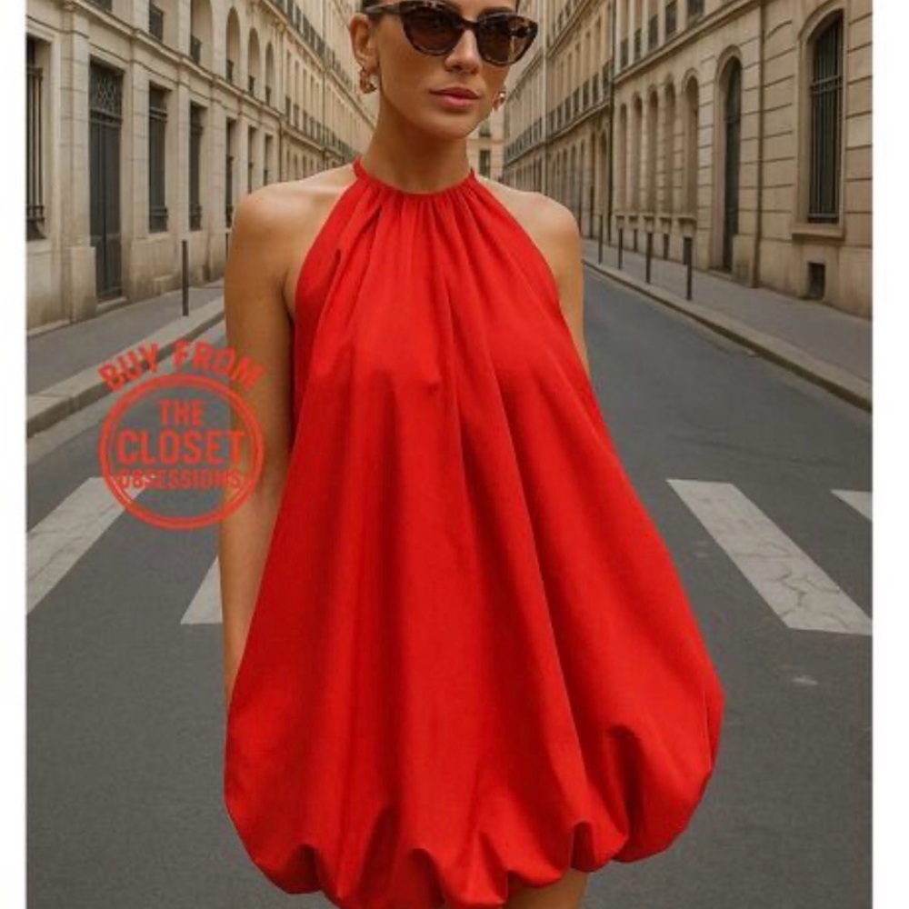Elegant Red ZARA Halter Dress